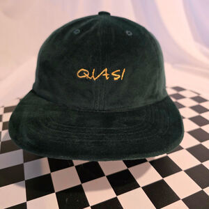 Quasi Skateboards Forest Green Velvet 6 Panel Hat Gold Embroidered Logo USA